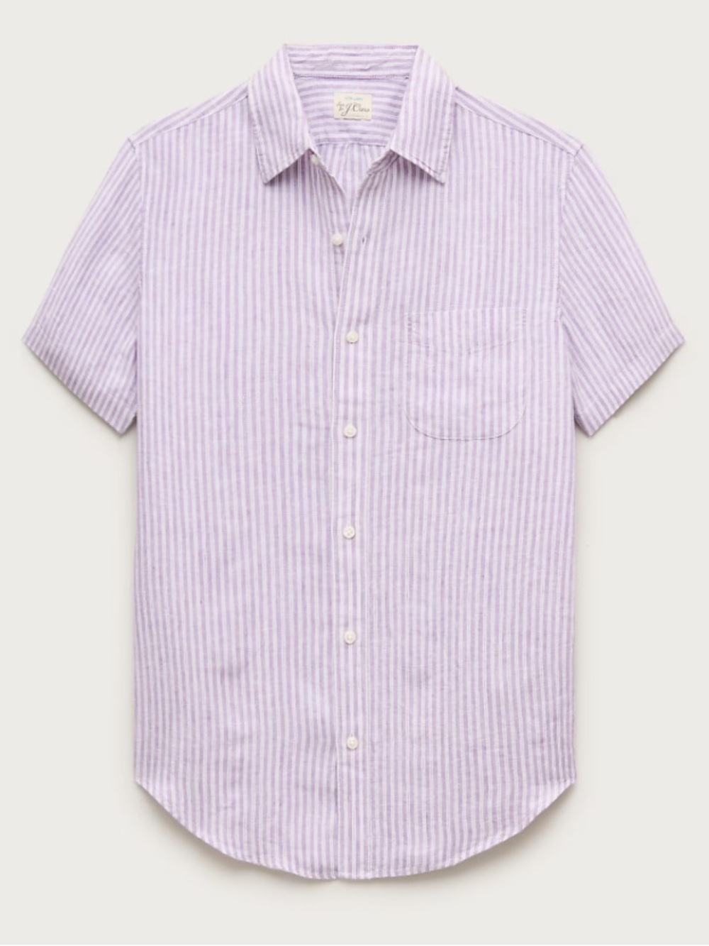 J crew jasper white purple Short-sleeve point-collar linen shirt in stripe